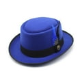 thumbnail image 3 of Aellinatey Unisex Solid Color Fedora Hat Womens Feathers Jazzs Top Hat Winter Panama Hat, 3 of 20