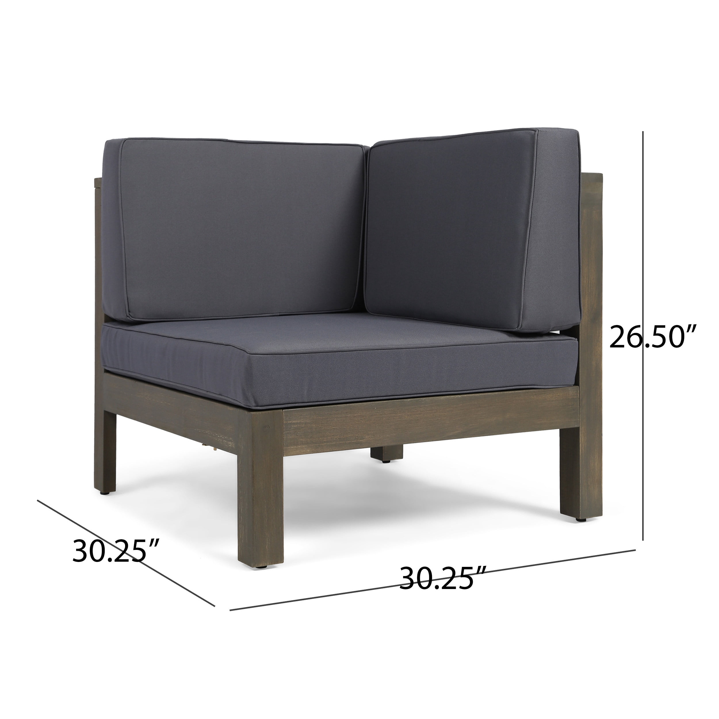 Leyla Outdoor 10 Piece Acacia Wood U-Shaped Sectional Sofa Set with Cushions and Iron Fire Pit, Teak, Red, Dark Gray