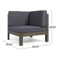 thumbnail image 4 of GDF Studio Cascada Outdoor Acacia Wood 6 Seater Sectional Sofa Chat Set with Cushions, Gray and Dark Gray, 4 of 13