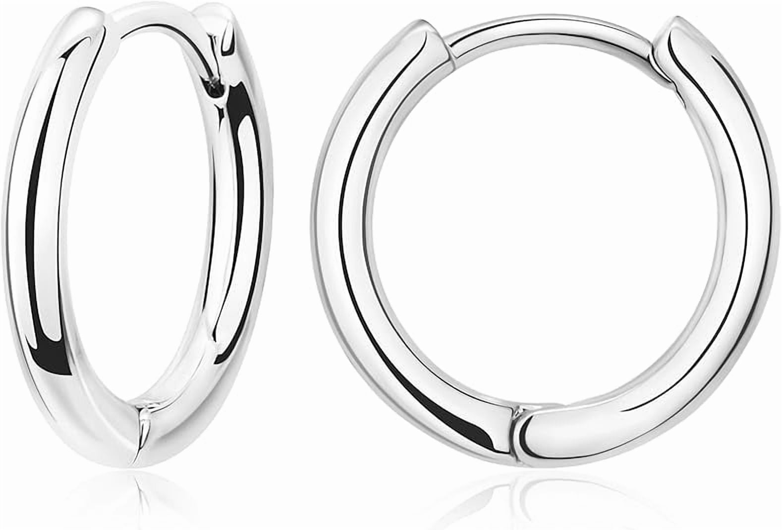 Nmkwnr 6 Pairs Flat Back Stud Earring Lightweight Hoop Earrings 316L Stainless Steel Stud Earrings for Women Men, Silver