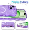 thumbnail image 2 of Designed for iPhone 16 Pro Magnetic Phone Case,Compatible with Mag-safe,Cute Curly Wave Frame Design,Sparkly Bling Glitter Shockproof Anti-fall Rugged Transparent Phone Case,Purple, 2 of 7