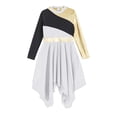 thumbnail image 5 of YONGHS Kids Girls Long Sleeve Gold Metallic Ballet Liturgical Praise Lyrical Dance Dress White 6, 5 of 7