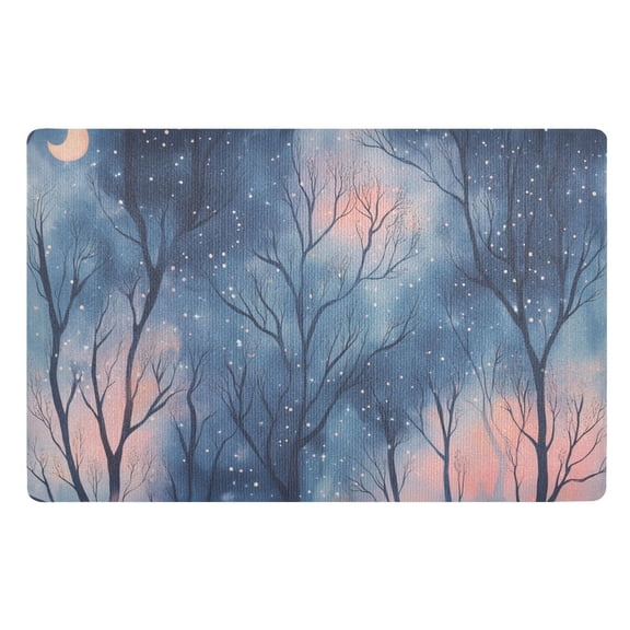 Yayeee Doormat for Indoor Entrance 32" x 20" Non Slippery Floor Rug, Trees in The Night