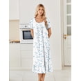 thumbnail image 2 of Ekouaer Cotton Long Nightgowns for Women Short Sleeve Night Gown Button House Dress Lace Trim Sleep Shirt Soft Nightshirt, 2 of 6