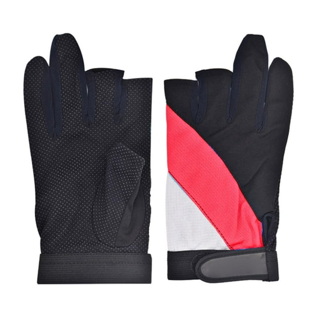 Guantes de ciclismo multifuncionales con 3 dedos cortados y protector de dedos antideslizante. Rojo
