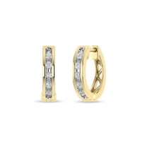 1/10 Cttw Round Cut Natural Diamond Hoop Earrings 10K Yellow Gold
