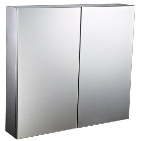 HOMCOM 22” Stainless Steel Floating Bathroom Wall Mirror Double Door Medicine Cabinet