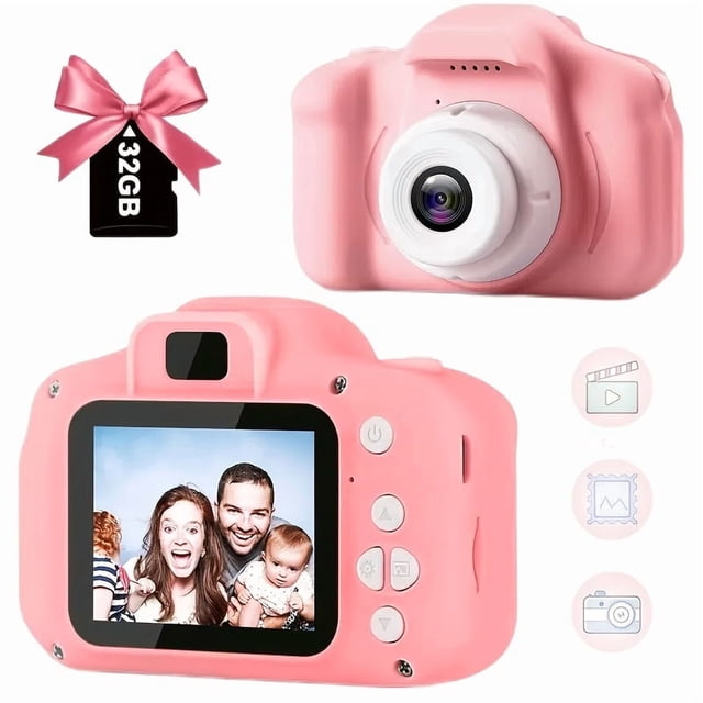 Cámara HD para niños: regalo perfecto para niñas y niños de 3 a 9 años. Incluye tarjeta SD de 32 GB (azul).