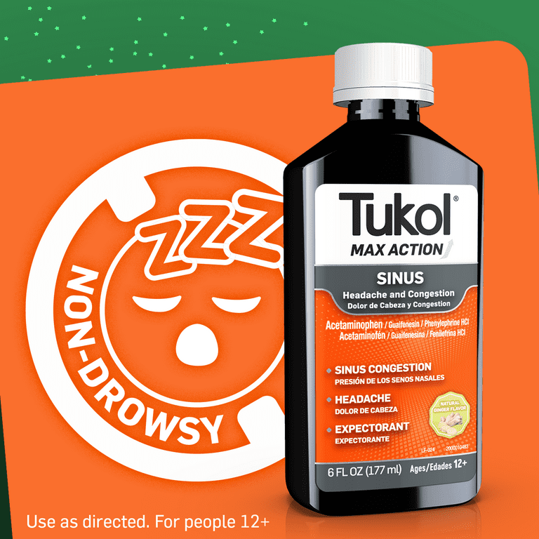 TUKOL Max Action Sinus Congestion & Headache Relief, Expectorant