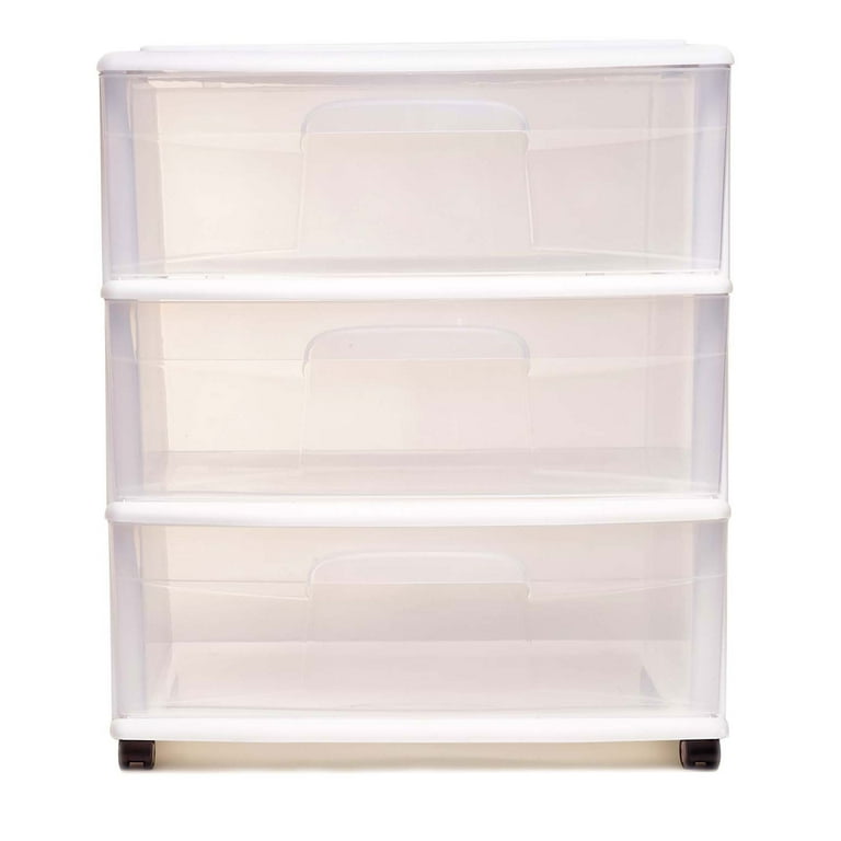 Homz Plastic 3 Clear Drawer Small Rolling Storage Container Tower, White  Frame & Reviews
