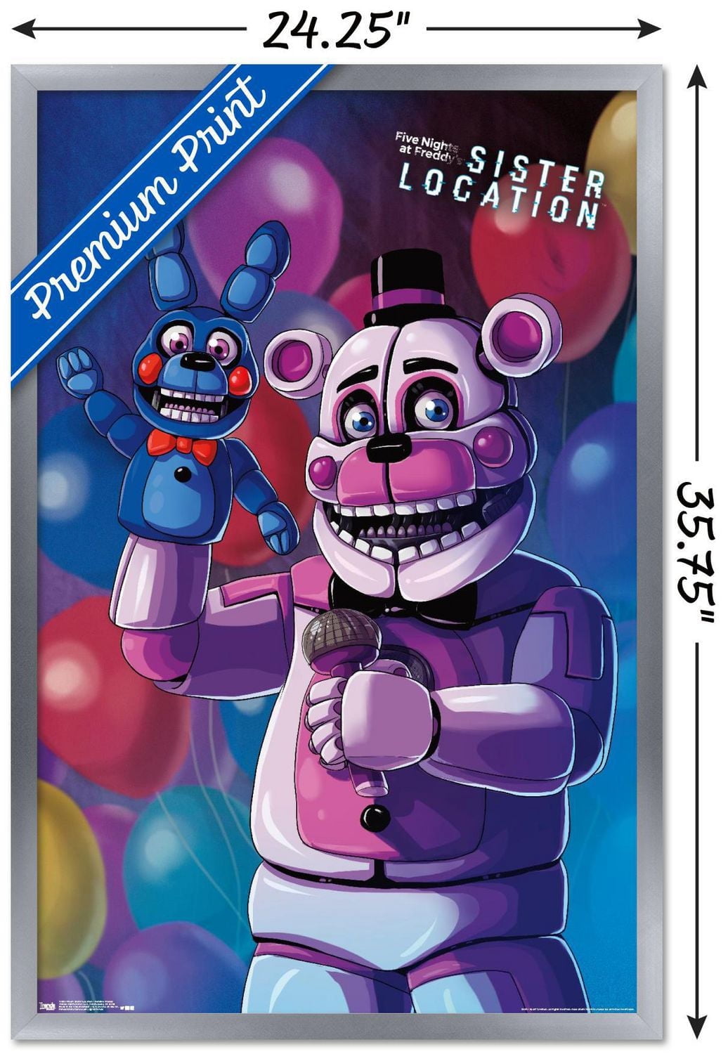 Five Nights at Freddy's: Sister Location - Funtime Freddy Wall Poster, 22.375" x 34" Framed