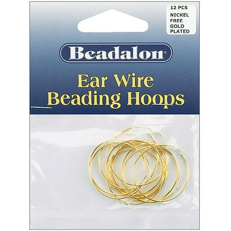 Square Beaded Hoops - Beadalon Ear Wire Beading Hoops Medium 25mm, 12-Pack