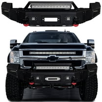 Vijay Compatible with 2007-2008-2009-2010 Chevrolet Silverado 2500hd/3500hd Front Bumper Textured Black Steel with Light and D-ring