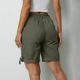thumbnail image 4 of Arnsht Bermuda Shorts for Women Cargo Shorts Elastic Waist Knee Length Multi Pocket Solid Color Shorts for Summer Casual Green XXL, 4 of 7