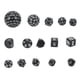 thumbnail image 1 of Juego de 15 dados poliédricos acrílicos D3 a D100 para juegos de mesa, juegos de rol, suministros para fiestas, palabras en blanco y negro., 1 of 14