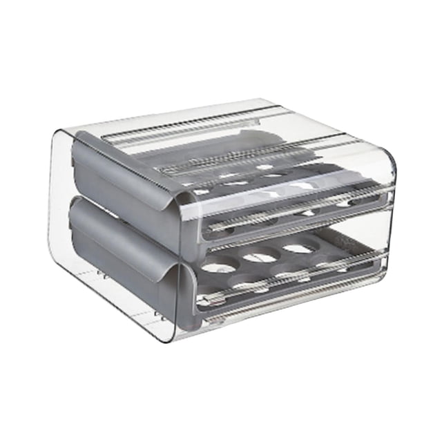 Bandeja para huevos de 2 capas con asas, contenedor para guardar huevos frescos Gris