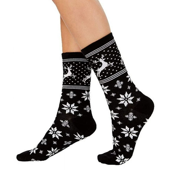 Charter Club Women's Norwegian Reindeer Socks, Black, One Size - NEW