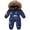 Blue, variant on Toddler Boys Girls Puffer Snowsuit Winter Warm Fuzzy Hooded Jumpsuit Quilted Down Adjustable Waist Zip Up Outfits