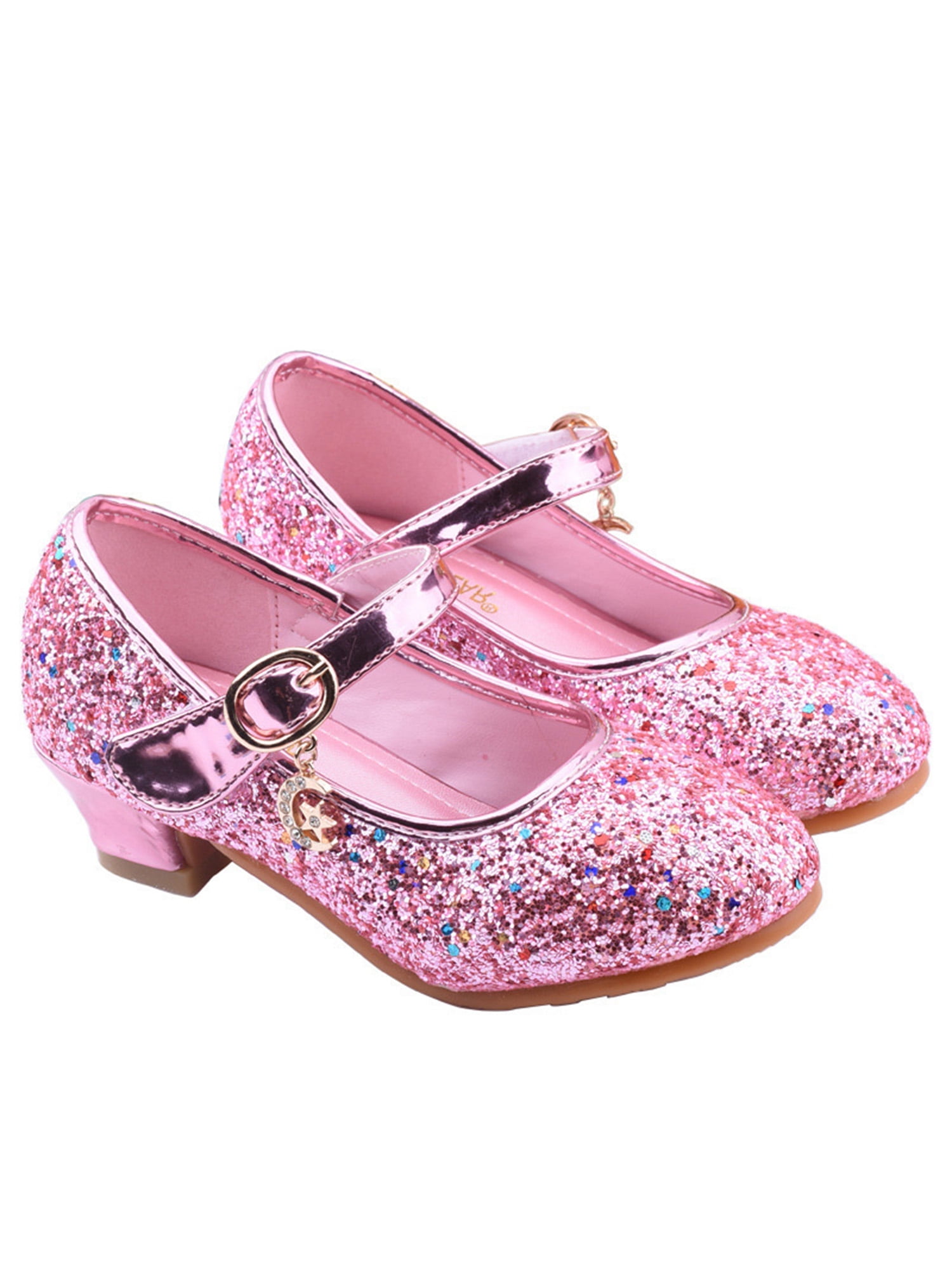 Girls Sparkle Princess Crystal Shoes Mary Jane Dance Shoes Birthday Party Flat Shoes 