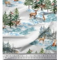thumbnail image 1 of Soimoi White Satin Silk Fabric Animals & Pine Tree Print Sewing Fabric Yard 42 Inch Wide, 1 of 1
