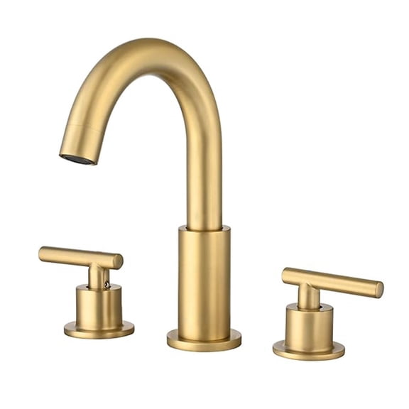 8 in. Widespread Double Handle Bathroom Faucet 3-Holes with Drain Kit in Brushed Gold