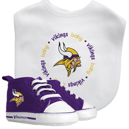 BabyFanatic 2 Piece Bib and Shoes - NFL Minnesota Vikings - White Unisex Infant Apparel