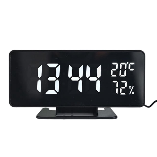 Reloj despertador digital decorativo con temperatura y fecha, manualidades, decoración del hogar, función de repetición. Blanco