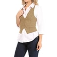 thumbnail image 4 of Women's Casual Button Down Racerback Belt Slim Fitted Tuxedo Suit Vest Top S-3XL, 4 of 5