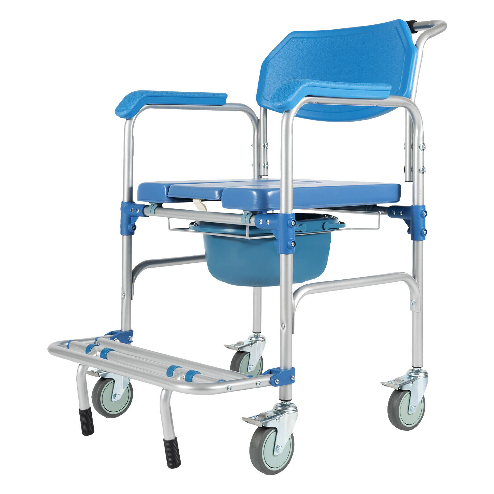 Elderly Shower Wheelchair,350lb Beside Commodes,Shower Potty Transport Chair,Bath Wheelchair Hight Adjustable,Flip Up Footrests Perfect for Handicap Disabled Travel Use