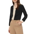 thumbnail image 4 of INSPIRE CHIC Women's Split V Neck Pleated Front Contrast Color Blouse Top XL Black, 4 of 5