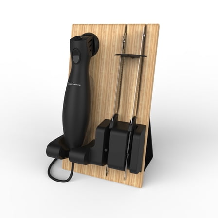 Classic Cuisine Electric Carving Knife with 2 Blades and Wood Storage Block
