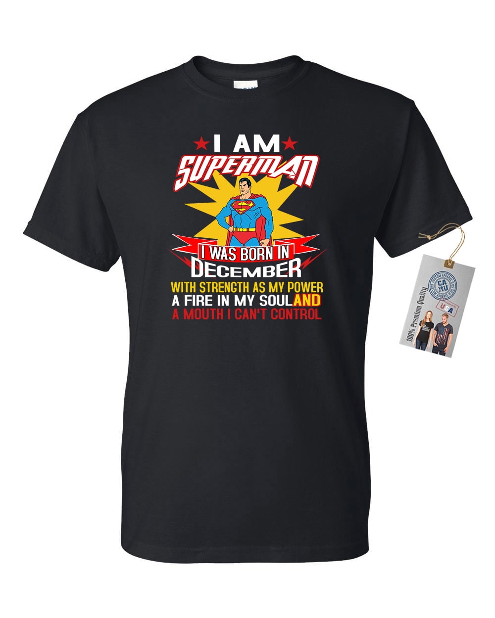 Custom Apparel R Us - Superman Born in December Super Hero Mens Graphic ...