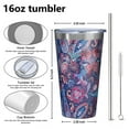 thumbnail image 4 of 16oz Tumblers Blue Pioneer Flower and Paisley Pattern Stainless Steel Vacuum Insulated Double Wall Travel Tumbler Cups Mug with Lid and Straw,Cleaning Brush for Coffee,Tea, 4 of 4