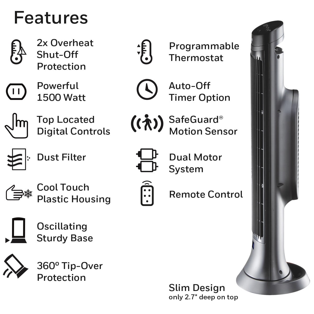 Honeywell Digital Ceramic Tower Heater with Motion Sensor, HCE323V -  Walmart.com