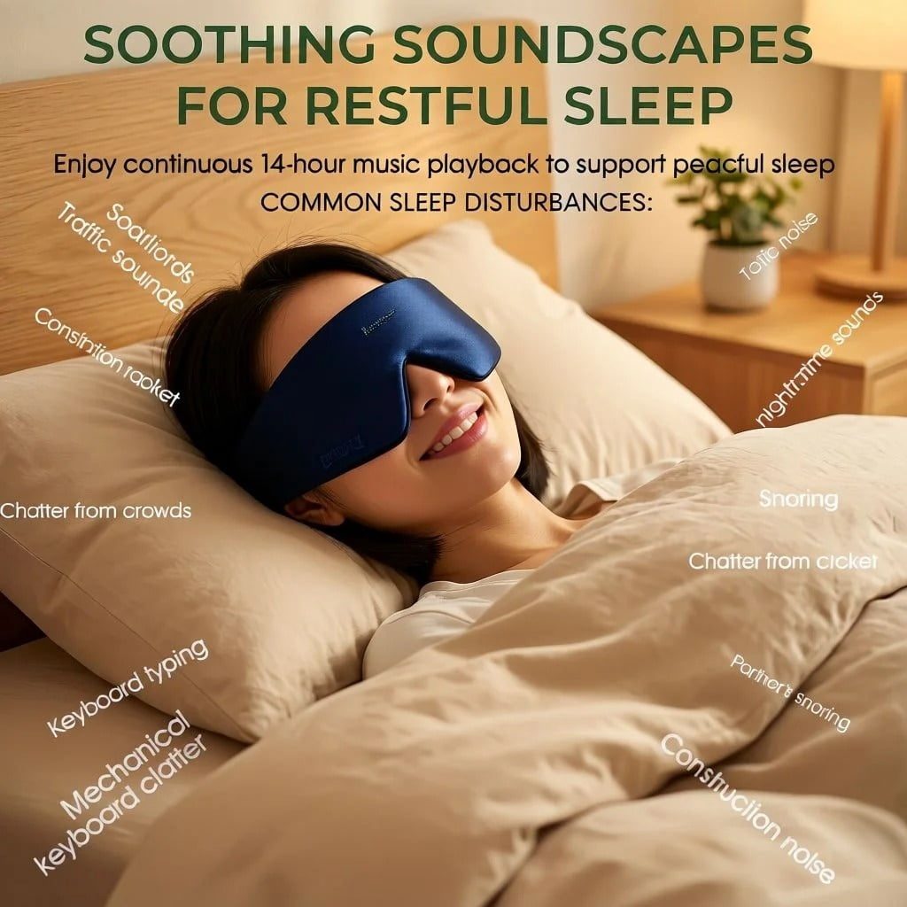 FACEMOON Bluetooth Sleep Headphones Headband for Side Sleepers 14+ Hour Battery Life Travel Insomnia Relief