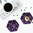 thumbnail image 5 of Disketp Snowflake Gradient Purple Funny Coasters,6 Pcs Leather Coasters With Holder, Perfect Housewarming Hostess Gifts,Protect Furniture From Water Marks Scratch And Damage, 5 of 9