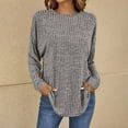 thumbnail image 2 of Lenpel Sweaters for Women Plus Size Crew Neck Long Sleeve Soft Casual Tunic Tops Lightweight Fashion Shirts, 2 of 6