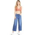 thumbnail image 4 of Machine Jeans Women's Juniors High Waist Crop Denim Side Slits Jeans (1, Denim), 4 of 4