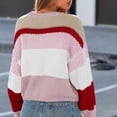 thumbnail image 3 of Women's Oversized Striped Cropped Sweater Casual Knit Pullover Top, 3 of 9