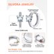 thumbnail image 4 of Pendientes de aro de plata de ley con piedras natales Silvora para mujer. Diamantes creados. Delicada joya de regalo para cumpleaños o Navidad, 4 of 8