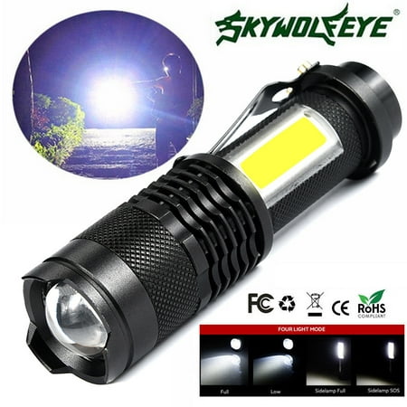 5000LM Zoomable COB+ Q5 LED 4Mode 14500/AA Tactical Military Emergent