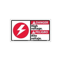 National Marker High Voltage (Bilingual W/Graphic) 10X18 Rigid Plastic Danger Sign DBA3R