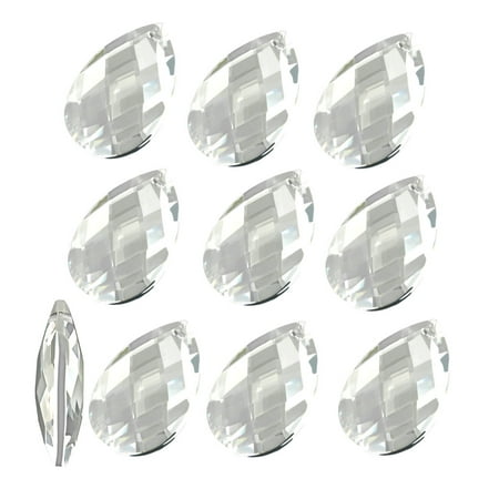 10Pcs Clear Faux Crystal Faceted Teardrop Shape Beads for DIY Light Accessories