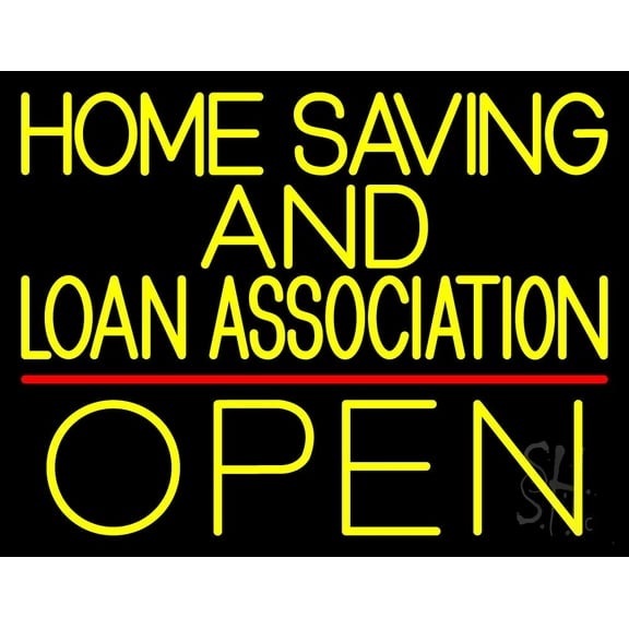 Home Savings And Loan Association Open LED Neon Sign 24 x 31 - inches, Black Square Cut Acrylic Backing, with Dimmer - Bright and Premium built indoor LED Neon Sign for Defence Force.