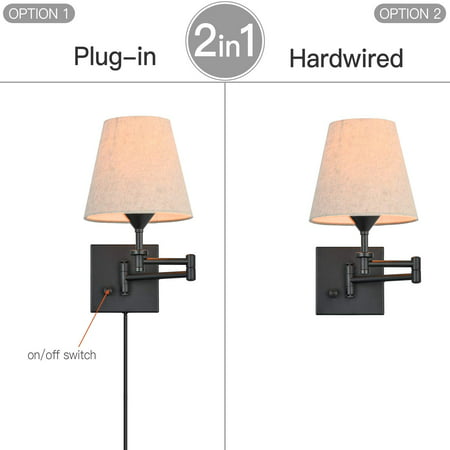 Plug In Wall Sconce Set Of 2 Adjustable, Chelsea Swing Arm Sconce