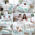 thumbnail image 5 of 3 Piece Blue Aqua Flower Duvet Cover Set California King,Microfiber Comforter/Quilt Cover with Corner Ties and 2 Pillowcases,White Floral Plant Herb Botanical All Season Bedding with Zipper Closure, 5 of 8