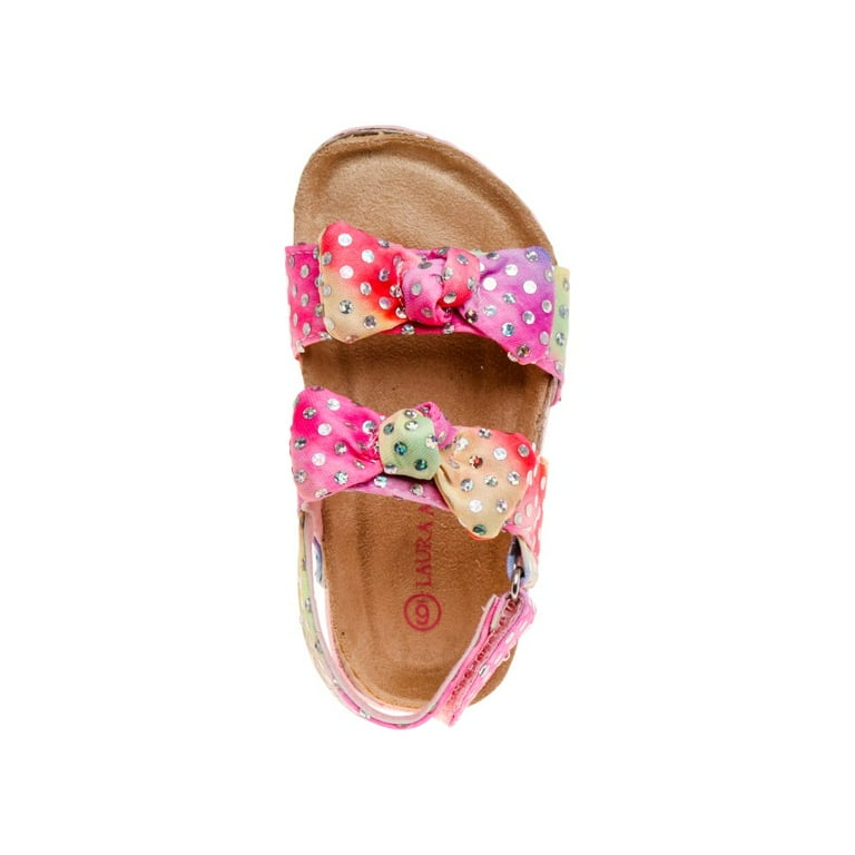 Laura Ashley Girls Footbed Toddler Buckle Sandals Hook and Loop