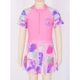 thumbnail image 3 of IEFIEL Kids Girls Cartoon Graffiti Print Swimsuit Short Sleeve Front Zipper Jumpsuit with Skirt Rash Guard Bathing Suit, 3 of 7