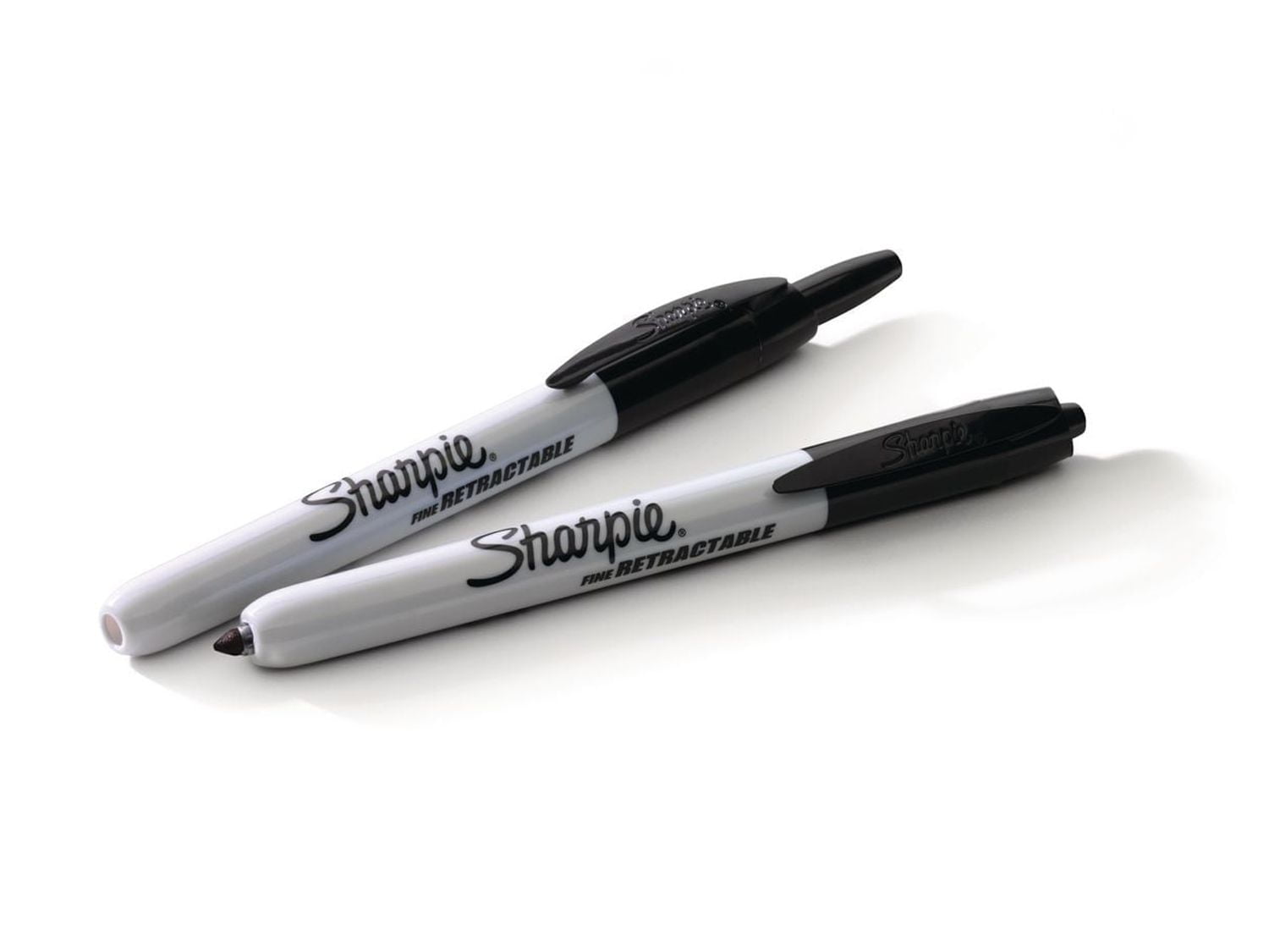 Marqueurs Permanents Rétractable Sharpie, Pointe Fine, Noir, Paq. de 2 2 unités