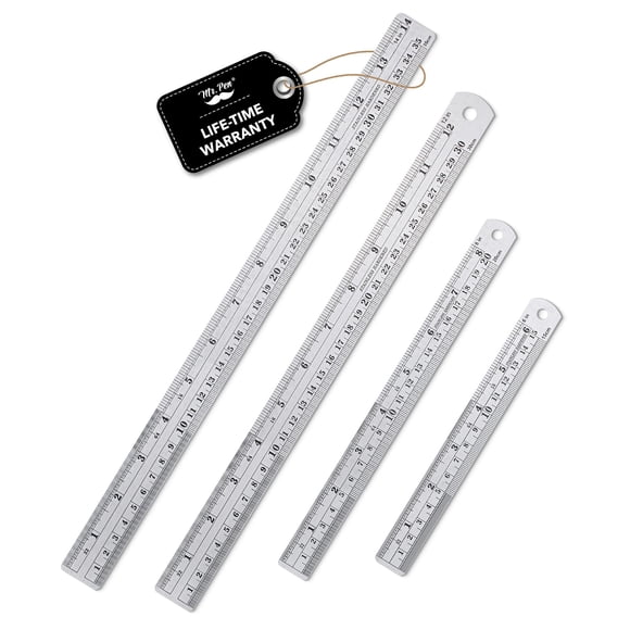 Steel Rulers Mr. Pen de 15, 20, 30, 35 cm, paquete de 4